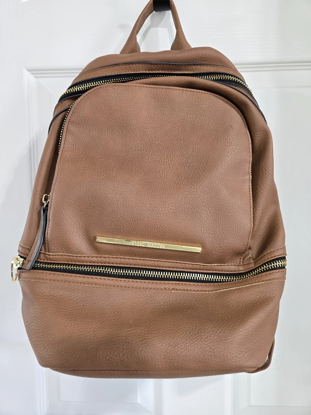 Steve Madden Brown Leather  Backpack with Gold Trim
